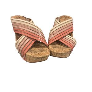 Lucky Brand Multicolor Striped Wedge Sandals